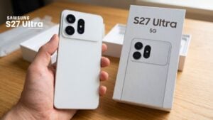 Close up of the camera module on the Galaxy S27 Ultra.