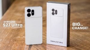 Render of the rumored Samsung Galaxy S27 Ultra showing its battery capacity