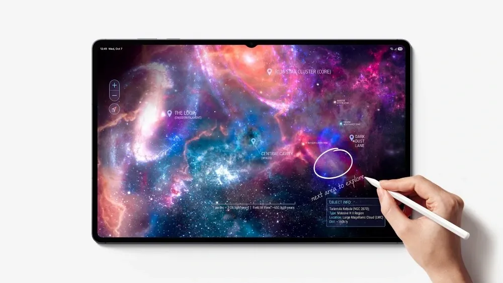 Close up of the Galaxy Tab S12 Ultra showing its ultra-thin 5.1mm profile