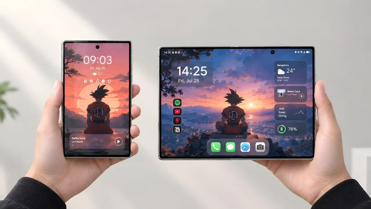 A side-by-side comparison of foldable phone thickness and dimensions.