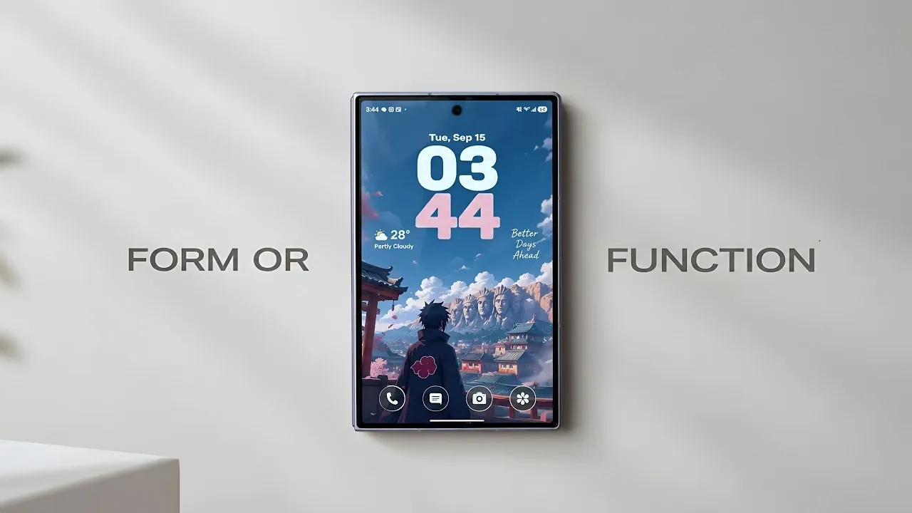 Comparison of a standard foldable phone and a wider concept.