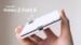 A conceptual rendering of the Samsung Galaxy Z Fold 9 smartphone partially folded.