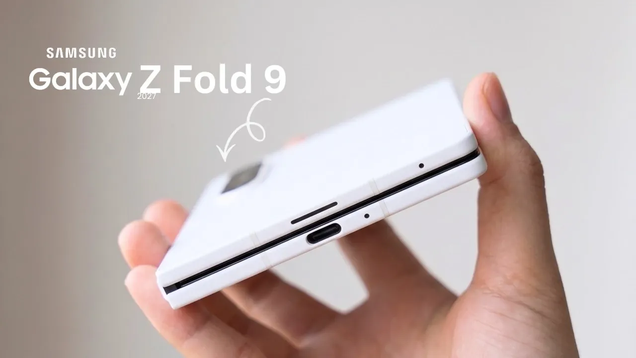 A bright foldable OLED display panel demonstrating a nearly invisible crease in the center.