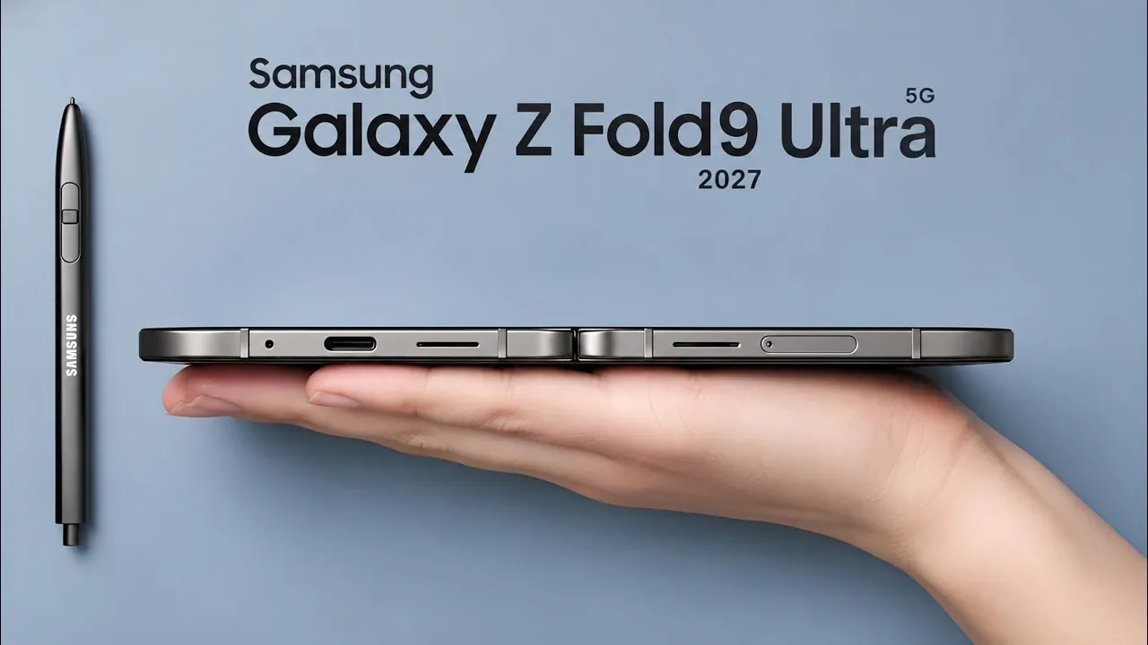 A hand using an S Pen on the outer display of a foldable phone.