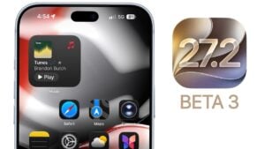 An iPhone displaying the iOS 27.2 Beta 3 software update screen.