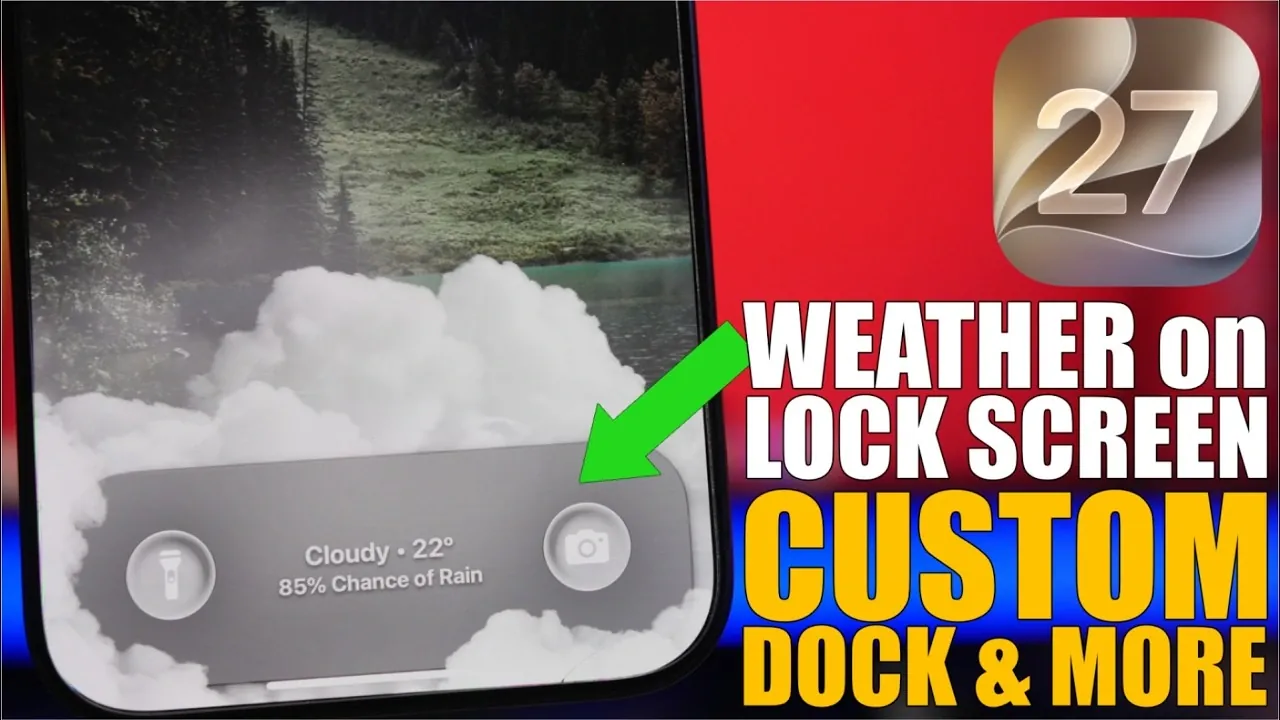 A split wallpaper organizing widgets and icons on a mobile home screen.