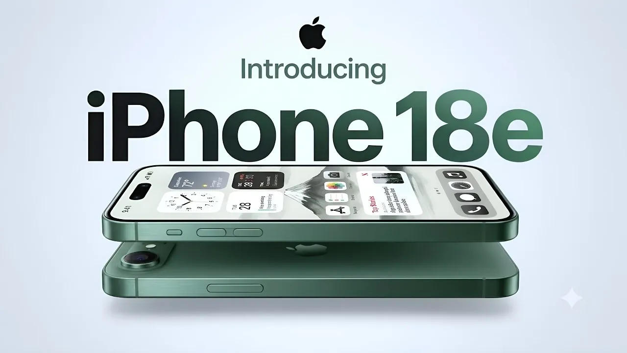Illustration of the Apple A20 processor chip on a dark background.