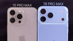 Side by side comparison of the iPhone 18 Pro Max and 15 Pro Max.