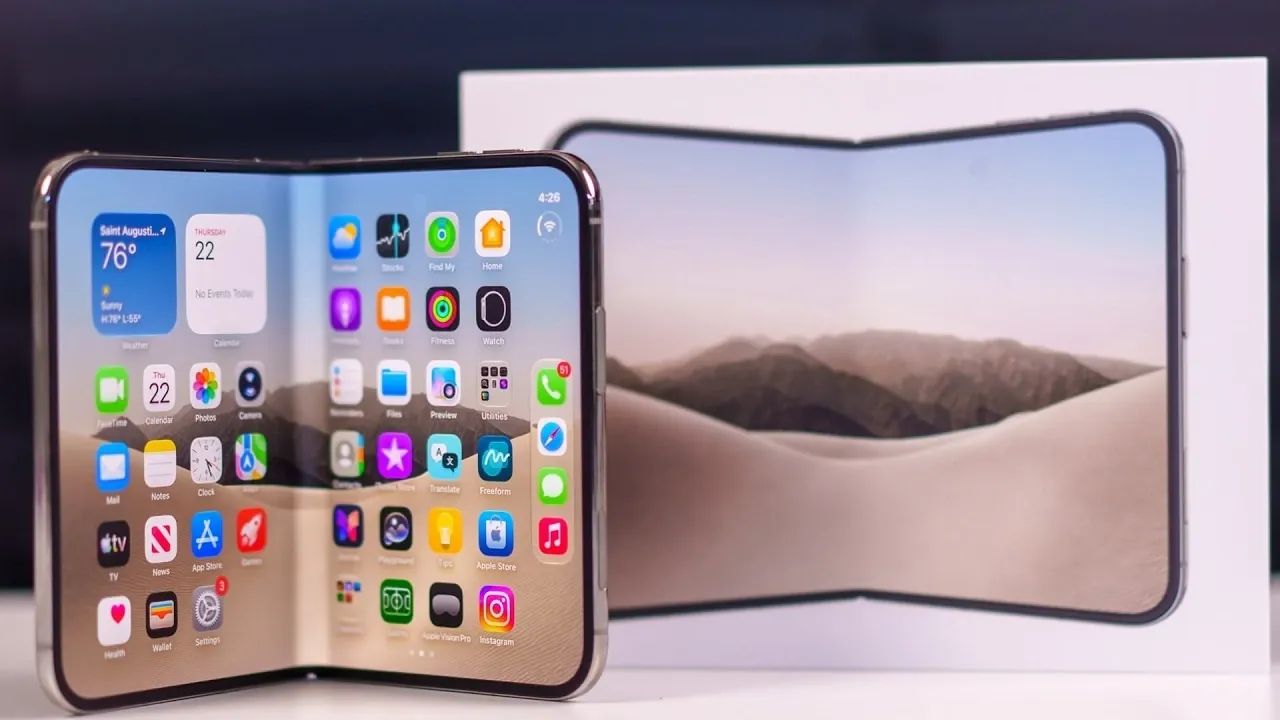 The iPhone Duo fully unfolded to reveal the 7.6-inch inner display.