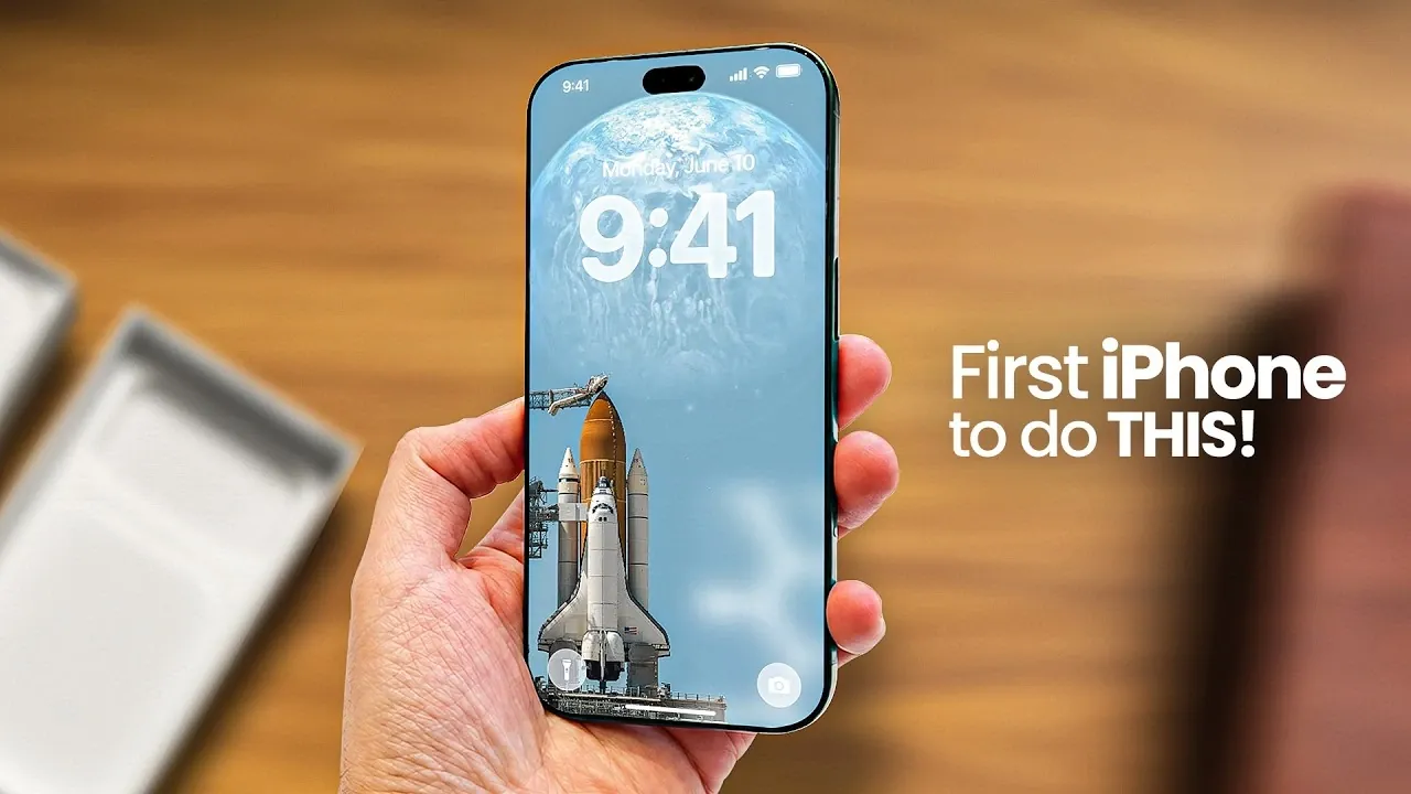 Mockup of a 20th anniversary Apple iPhone with subtly reduced bezels
