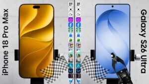 Side by side comparison of the iPhone 18 Pro Max and Galaxy S26 Ultra