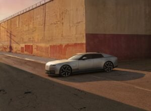 Front view of the Jaguar Type 01 electric grand tourer