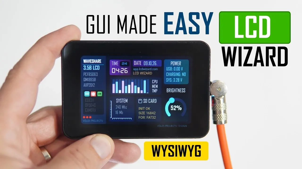 A visual WYSIWYG editor layout for designing LVGL interfaces.