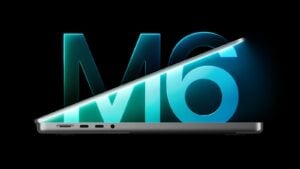 The new 14-inch MacBook Pro with M6 chip on a desk.