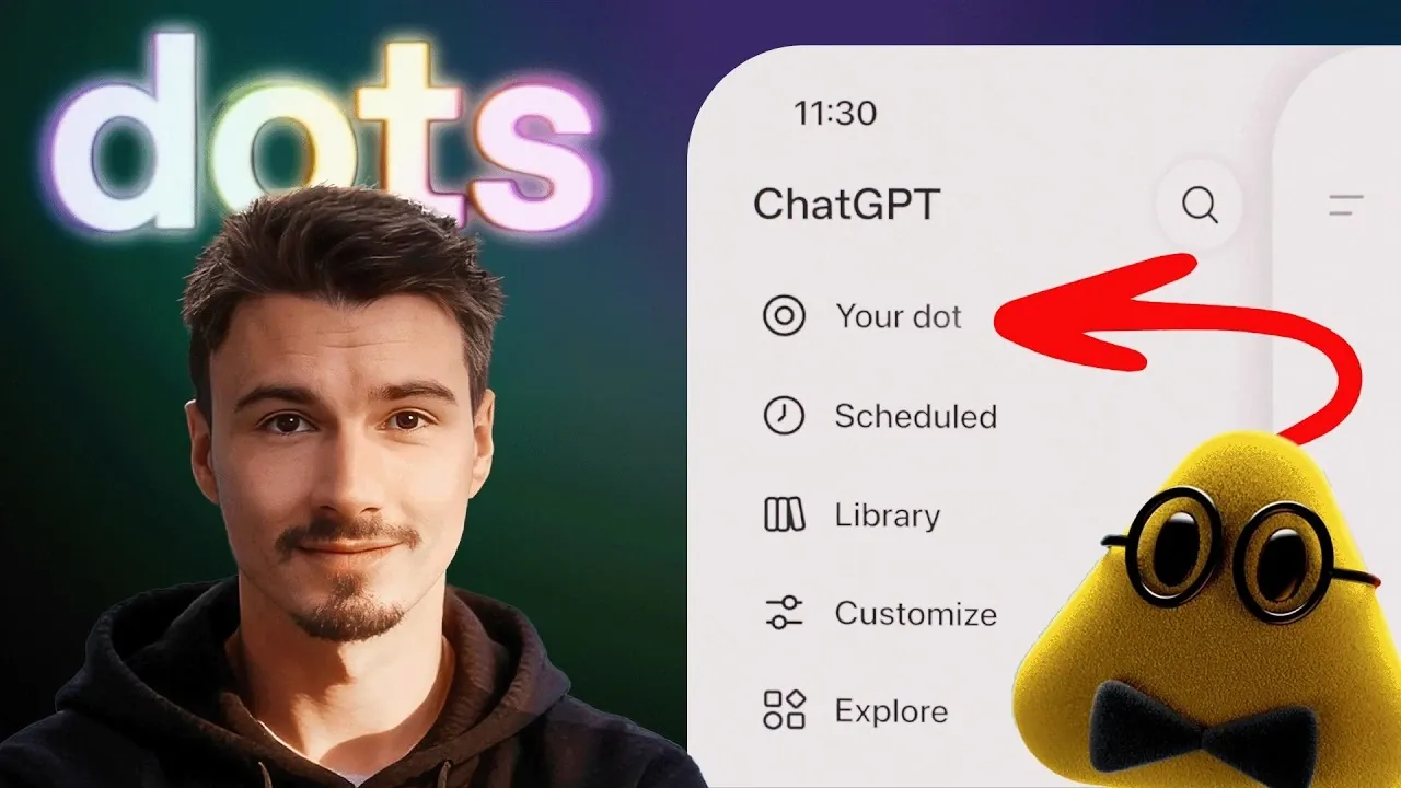 The main dashboard interface for ChatGPT Dots showing active AI agents.