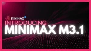The MiniMax M3.1 Flash AI interface showing code generation.