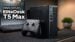 Front view of the Minisforum T5 Max mini PC standing vertically.