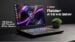Front view of the MSI Raider A16HX gaming laptop with its screen on.