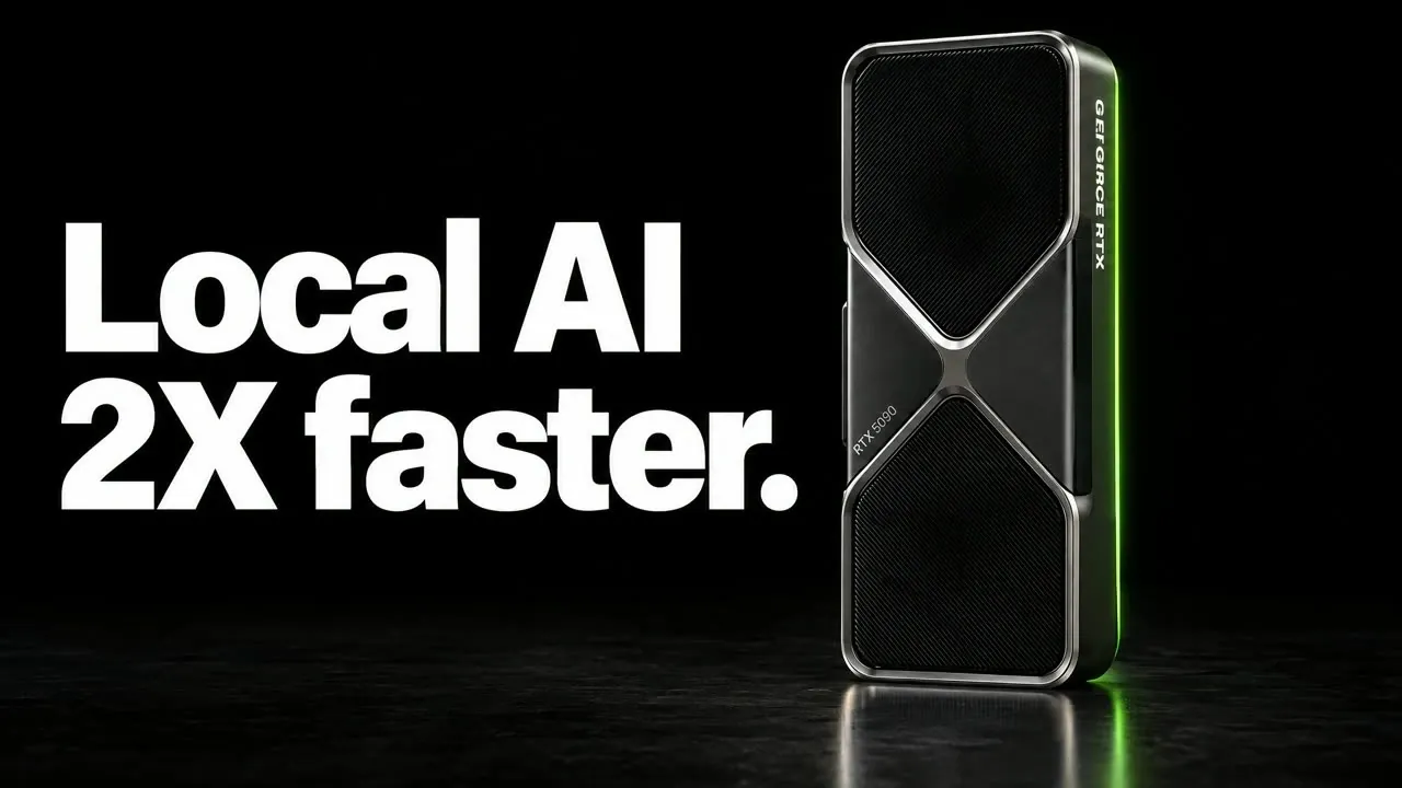 A benchmark graph showing conditional local AI performance gains.