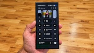 A customized dark mode control panel displayed on a Samsung Galaxy smartphone screen.