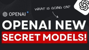 The OpenAI logo displayed on a digital screen alongside the text Aurora Blue, Green, and Red.