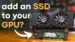 A PCIe bifurcation adapter holding a half-height card and two SSDs