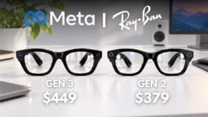 Side-by-side comparison of Ray-Ban Meta Gen 3 and Gen 2 glasses.