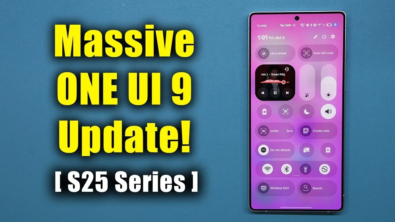 The redesigned One UI 9 control panel showing decoupled toggles.