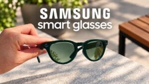 Three different frame styles for the rumored Samsung smart glasses.