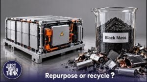 A retired EV battery being tested for second-life energy storage applications.