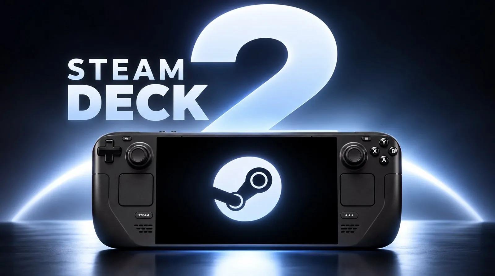 A person holding a Steam Deck gaming console.