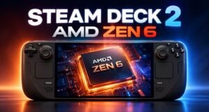 Concept render of a potential Steam Deck 2 handheld console.