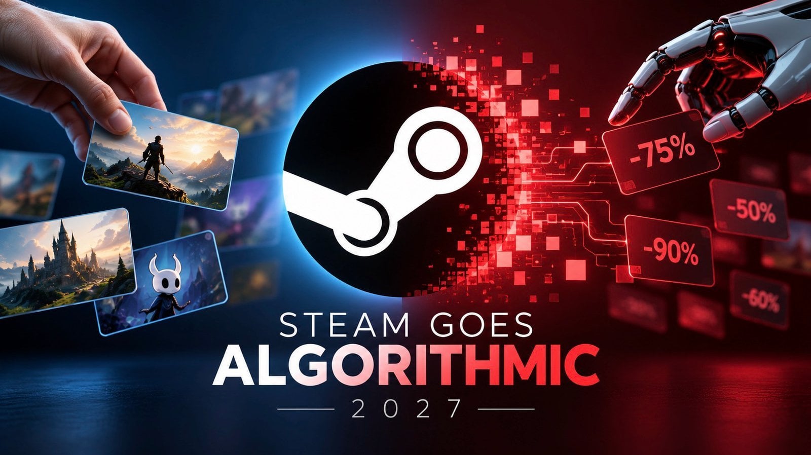 Steam interface highlighting personalized algorithmic game recommendations