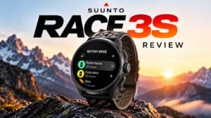 A person wearing the lightweight Suunto Race 3S watch