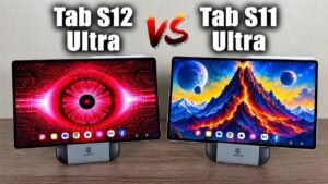 Side-by-side comparison of the Galaxy Tab S12 Ultra and Tab S11 Ultra.
