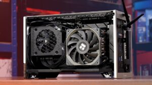 The Thermaltake AXP120-X67 cooler being prepared for installation.